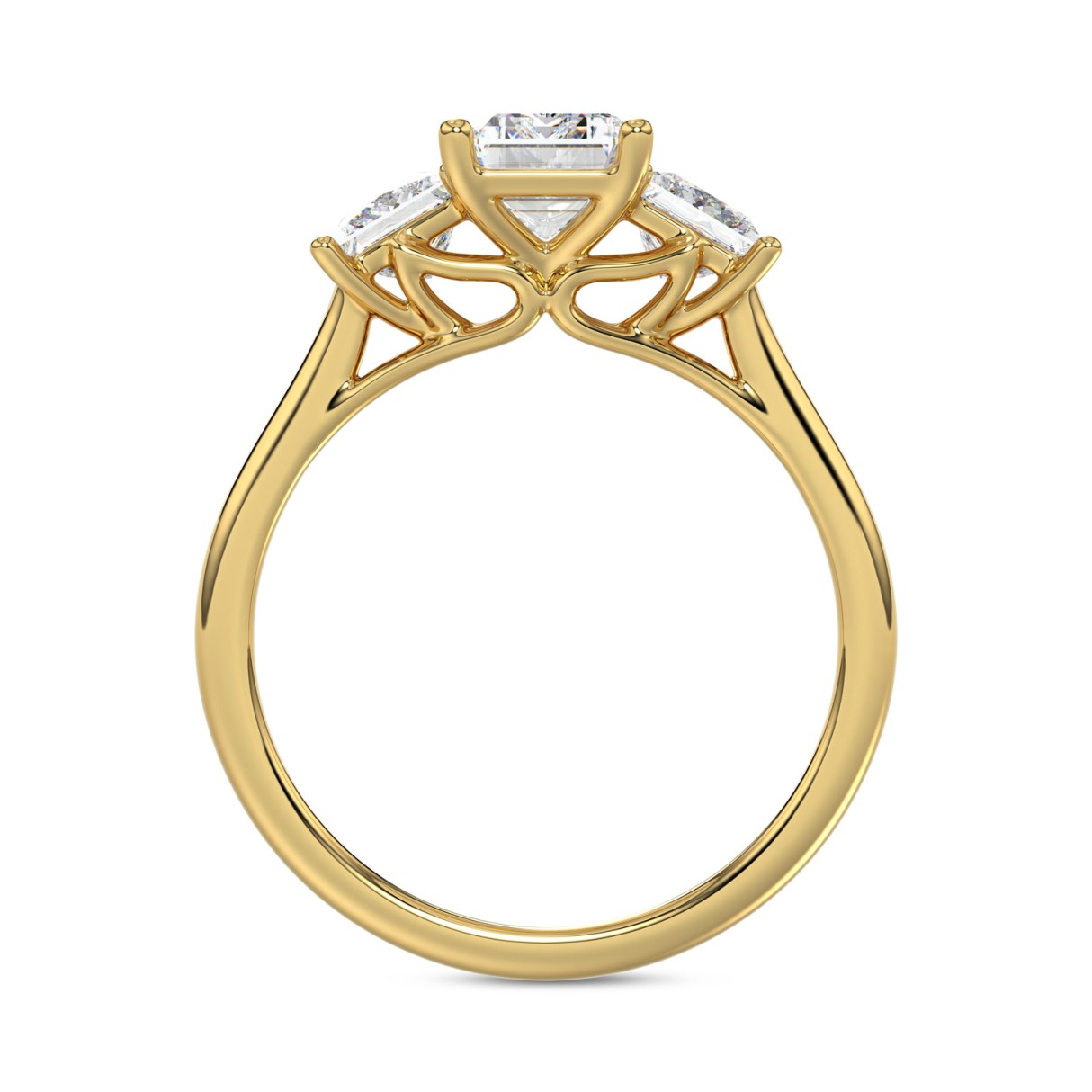 14K YELLOW GOLD 2 5/8CT EMERALD/PRINCESS DIAMOND LADIES RING (CENTER STONE EMERALD DIAMOND 1 1/2CT)