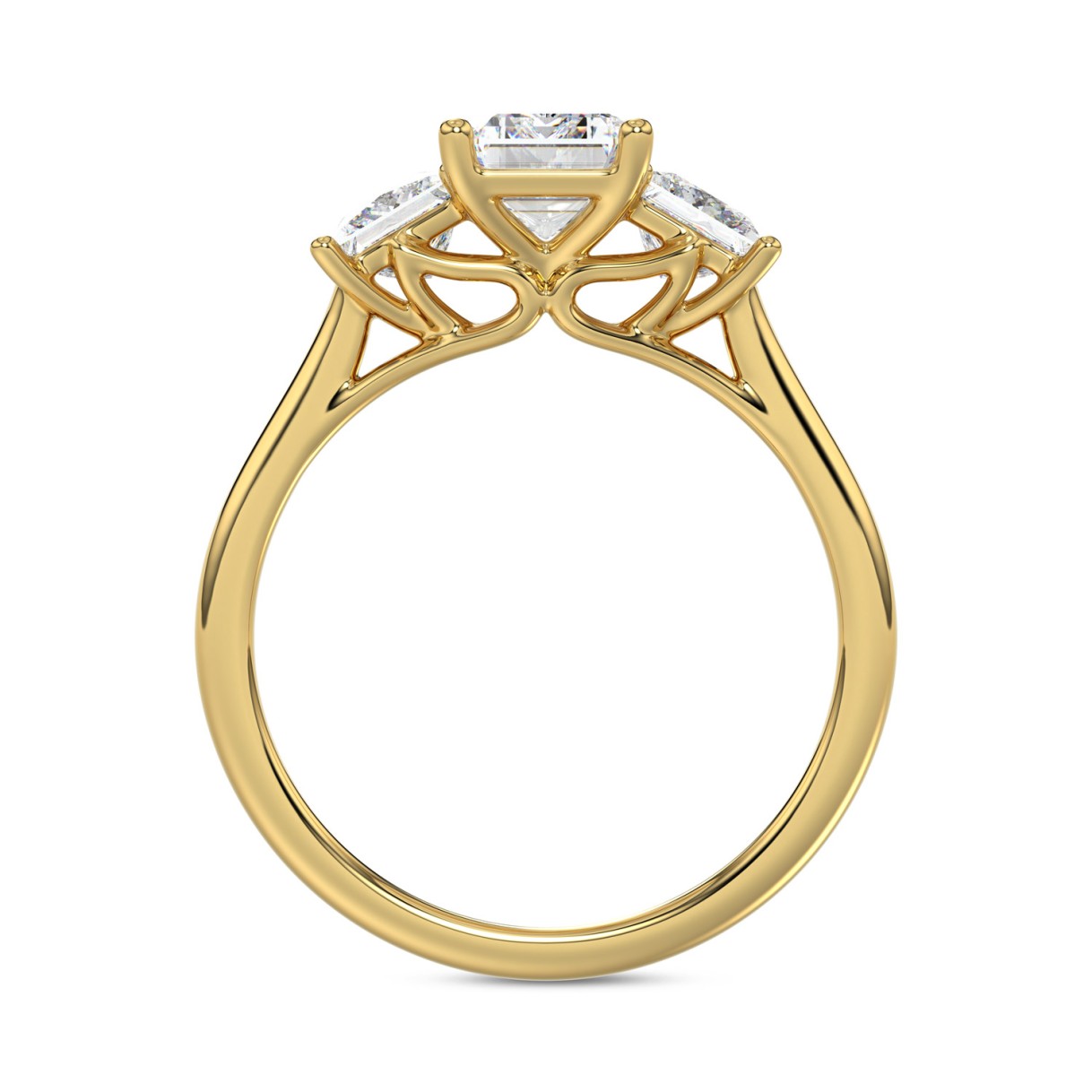 14K YELLOW GOLD 2 5/8CT EMERALD/PRINCESS DIAMOND LADIES RING (CENTER STONE EMERALD DIAMOND 1 1/2CT)