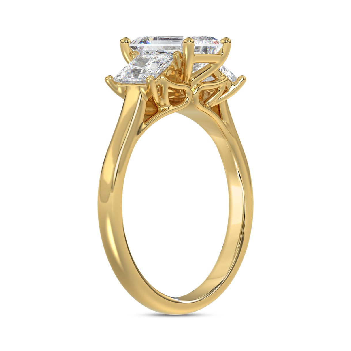 14K YELLOW GOLD 2 5/8CT EMERALD/PRINCESS DIAMOND LADIES RING (CENTER STONE EMERALD DIAMOND 1 1/2CT)