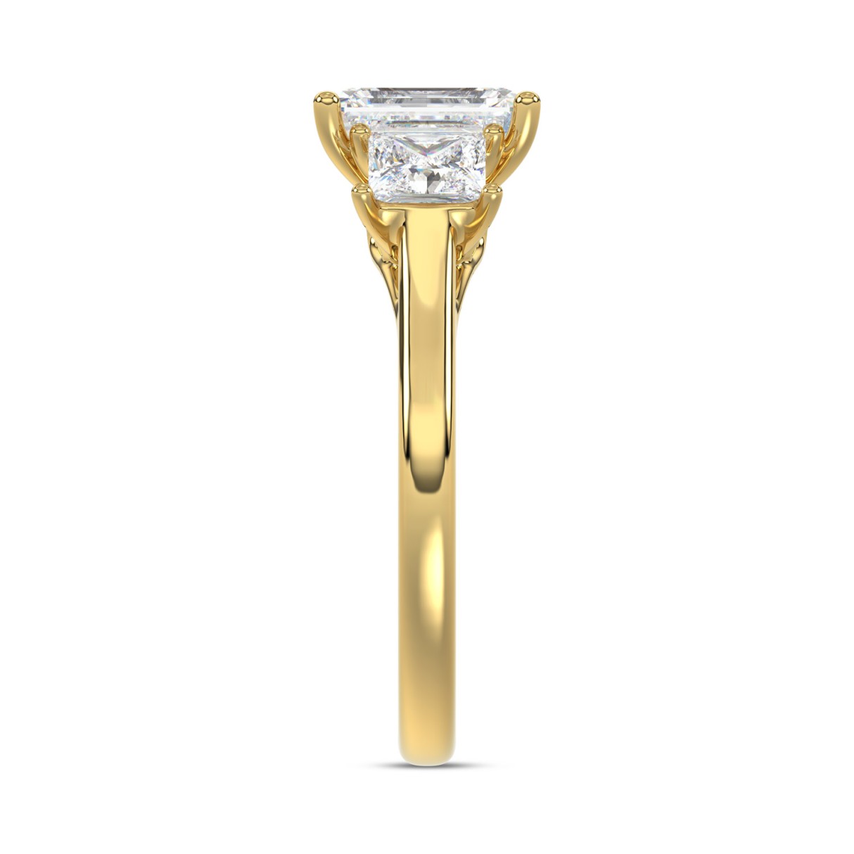 14K YELLOW GOLD 2 5/8CT EMERALD/PRINCESS DIAMOND LADIES RING (CENTER STONE EMERALD DIAMOND 1 1/2CT)