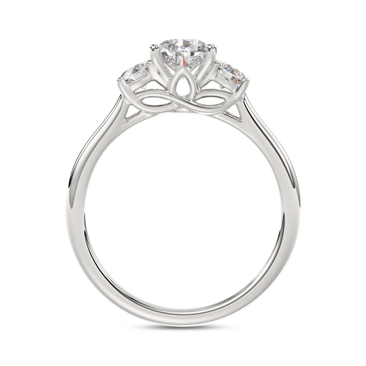 14K WHITE GOLD 1 1/3CT PEAR/ROUND DIAMOND LADIES RING (CENTER STONE PEAR DIAMOND 1CT)