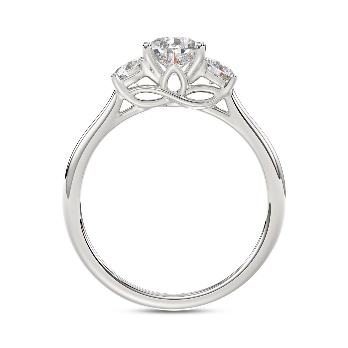 14K WHITE GOLD 1 1/3CT PEAR/ROUND DIAMOND LADIES RING (CENTER STONE PEAR DIAMOND 1CT)