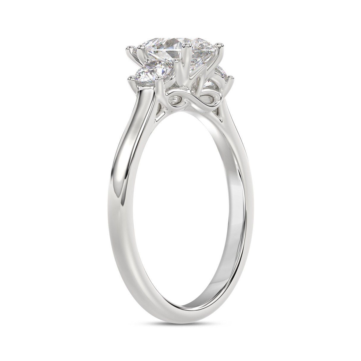 14K WHITE GOLD 1 1/3CT PEAR/ROUND DIAMOND LADIES RING (CENTER STONE PEAR DIAMOND 1CT)