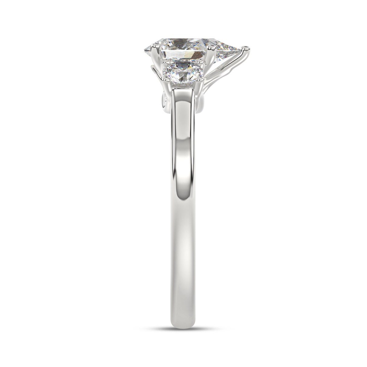 14K WHITE GOLD 1 1/3CT PEAR/ROUND DIAMOND LADIES RING (CENTER STONE PEAR DIAMOND 1CT)