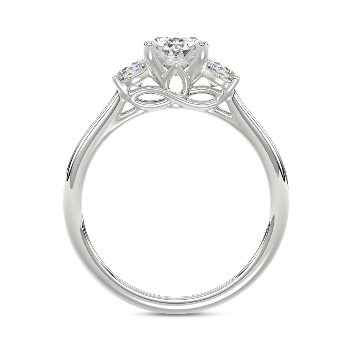 14K WHITE GOLD 1 3/8CT OVAL/ROUND DIAMOND LADIES RING (CENTER STONE OVAL DIAMOND 1CT)