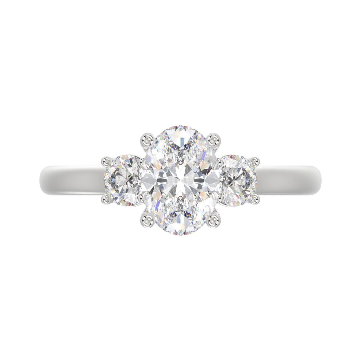 14K WHITE GOLD 1 3/8CT OVAL/ROUND DIAMOND LADIES RING (CENTER STONE OVAL DIAMOND 1CT)