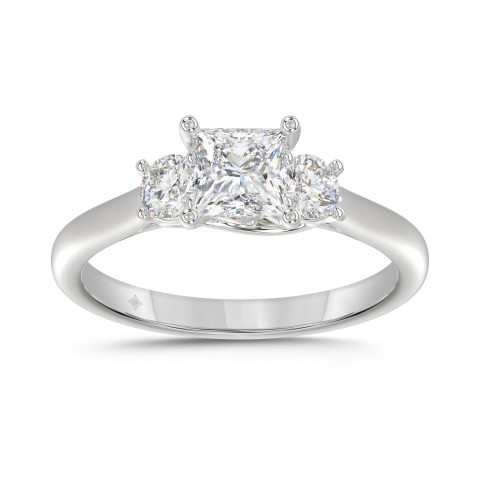 14K WHITE GOLD 1.00CT PRINCESS/ROUND DIAMOND LADIES RING (CENTER STONE PRINCESS DIAMOND 3/4CT)