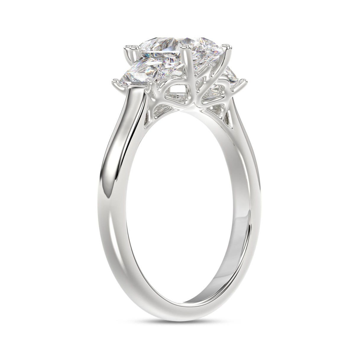 14K WHITE GOLD 2 1/5CT PEAR/TRAPEZOID DIAMOND LADIES RING (CENTER STONE PEAR DIAMOND 1 1/2CT)