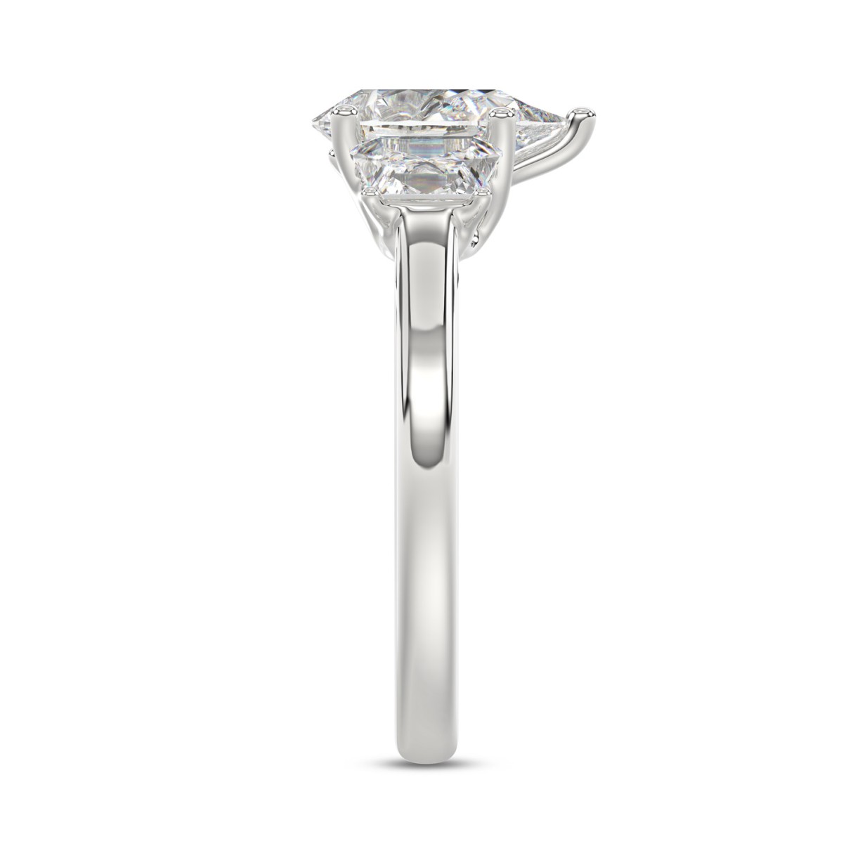 14K WHITE GOLD 2 1/5CT PEAR/TRAPEZOID DIAMOND LADIES RING (CENTER STONE PEAR DIAMOND 1 1/2CT)