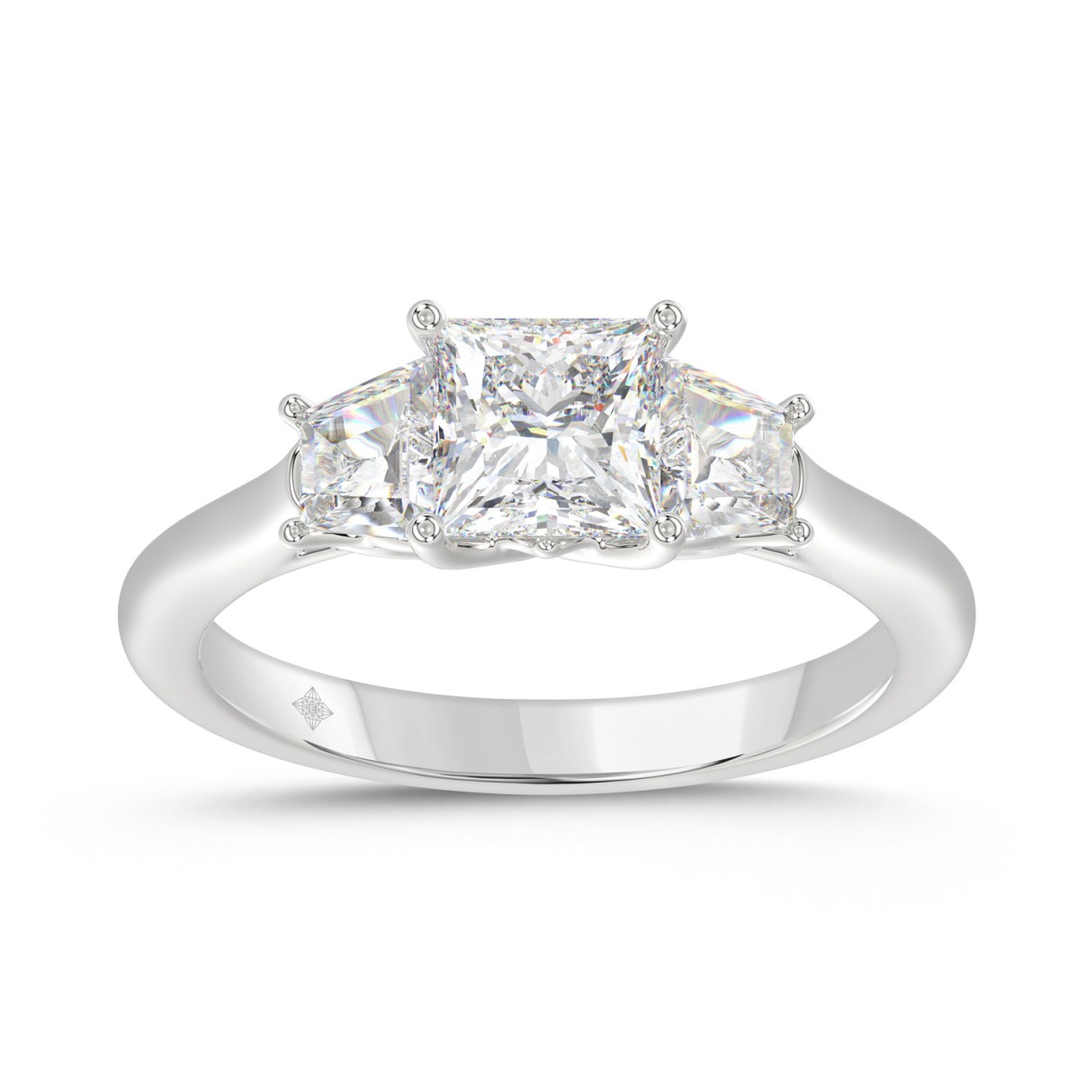 14K WHITE GOLD 1 5/8CT PRINCESS/TRAPEZOID DIAMOND ...