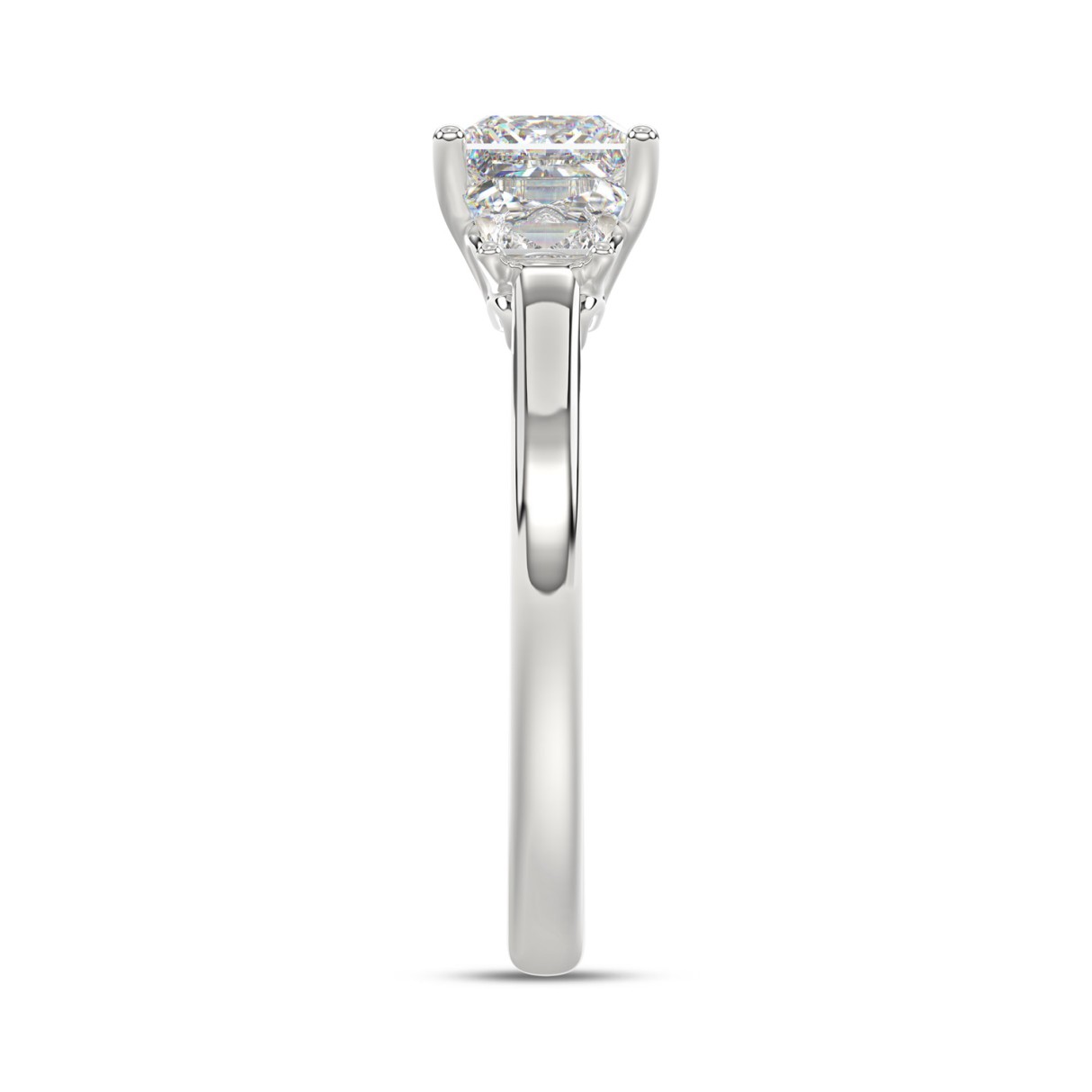 14K WHITE GOLD 1 5/8CT PRINCESS/TRAPEZOID DIAMOND LADIES RING (CENTER STONE PRINCESS DIAMOND 1 1/5CT)