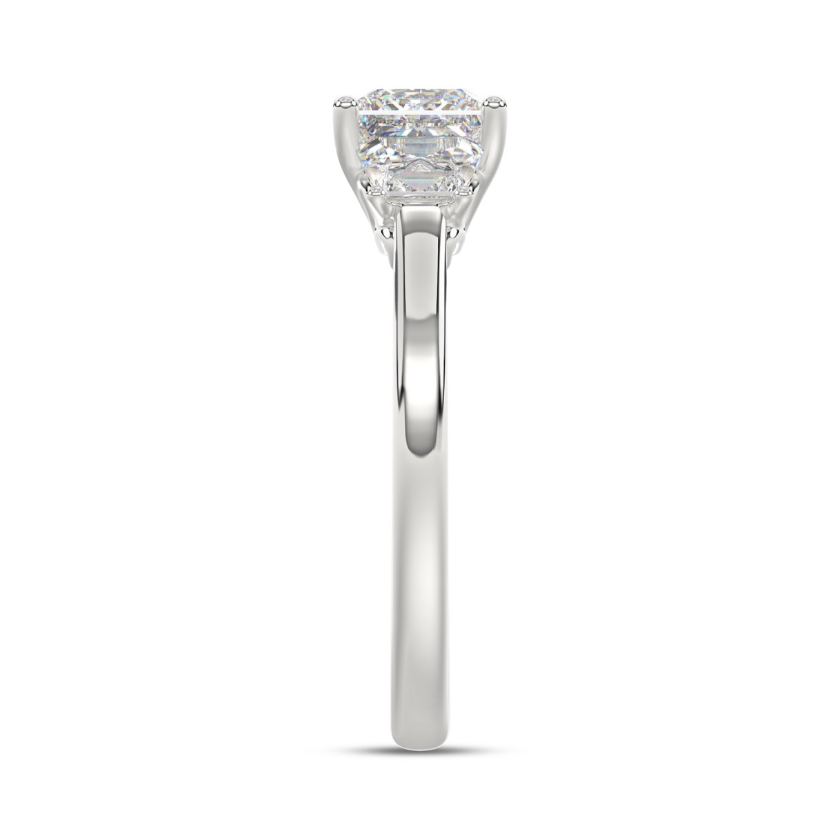 14K WHITE GOLD 1 5/8CT PRINCESS/TRAPEZOID DIAMOND LADIES RING (CENTER STONE PRINCESS DIAMOND 1 1/5CT)