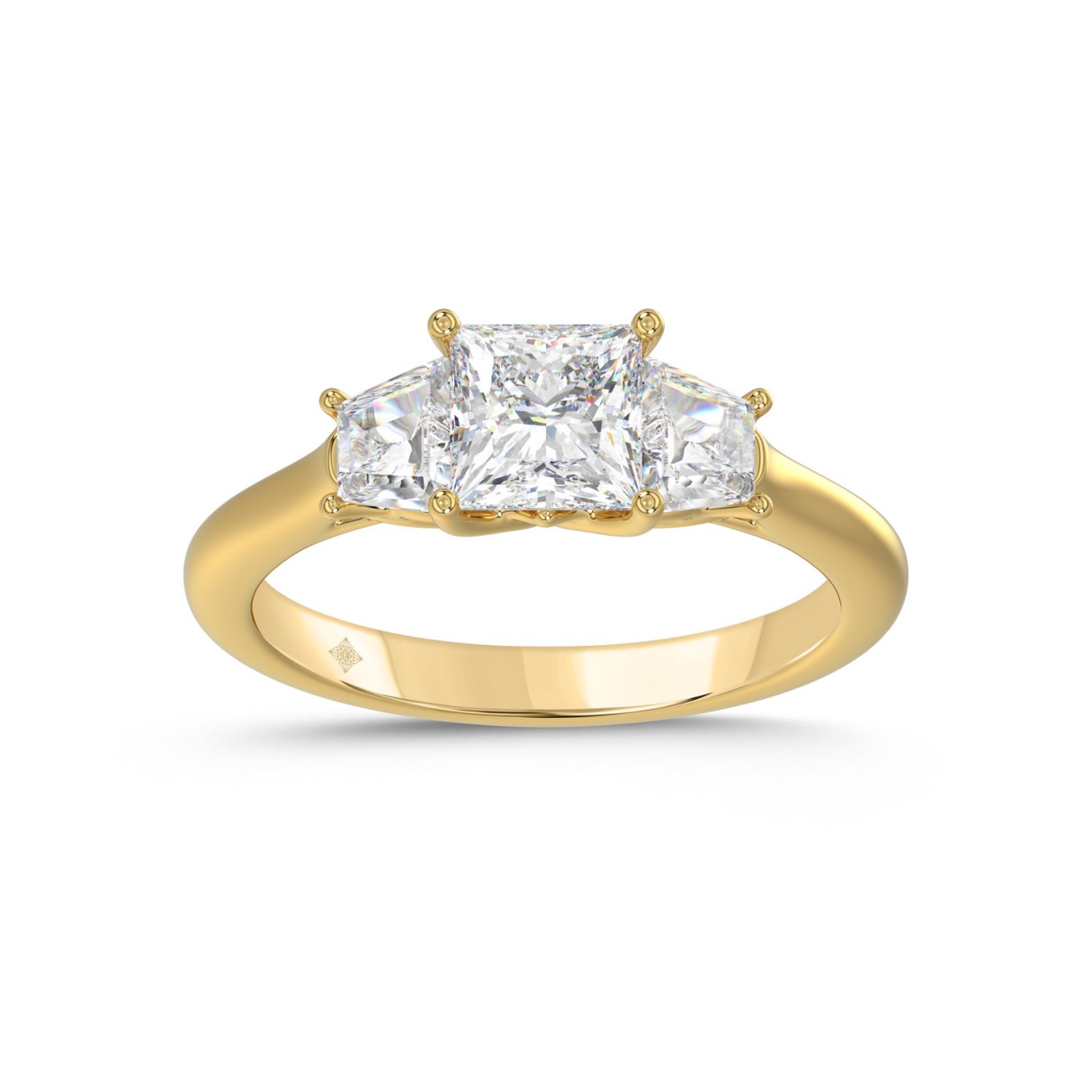14K YELLOW GOLD 1 5/8CT PRINCESS/TRAPEZOID DIAMOND...