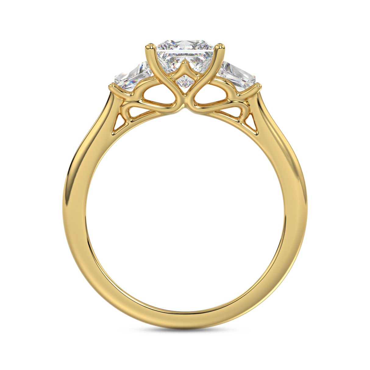 14K YELLOW GOLD 1 5/8CT PRINCESS/TRAPEZOID DIAMOND LADIES RING (CENTER STONE PRINCESS DIAMOND 1 1/5CT)