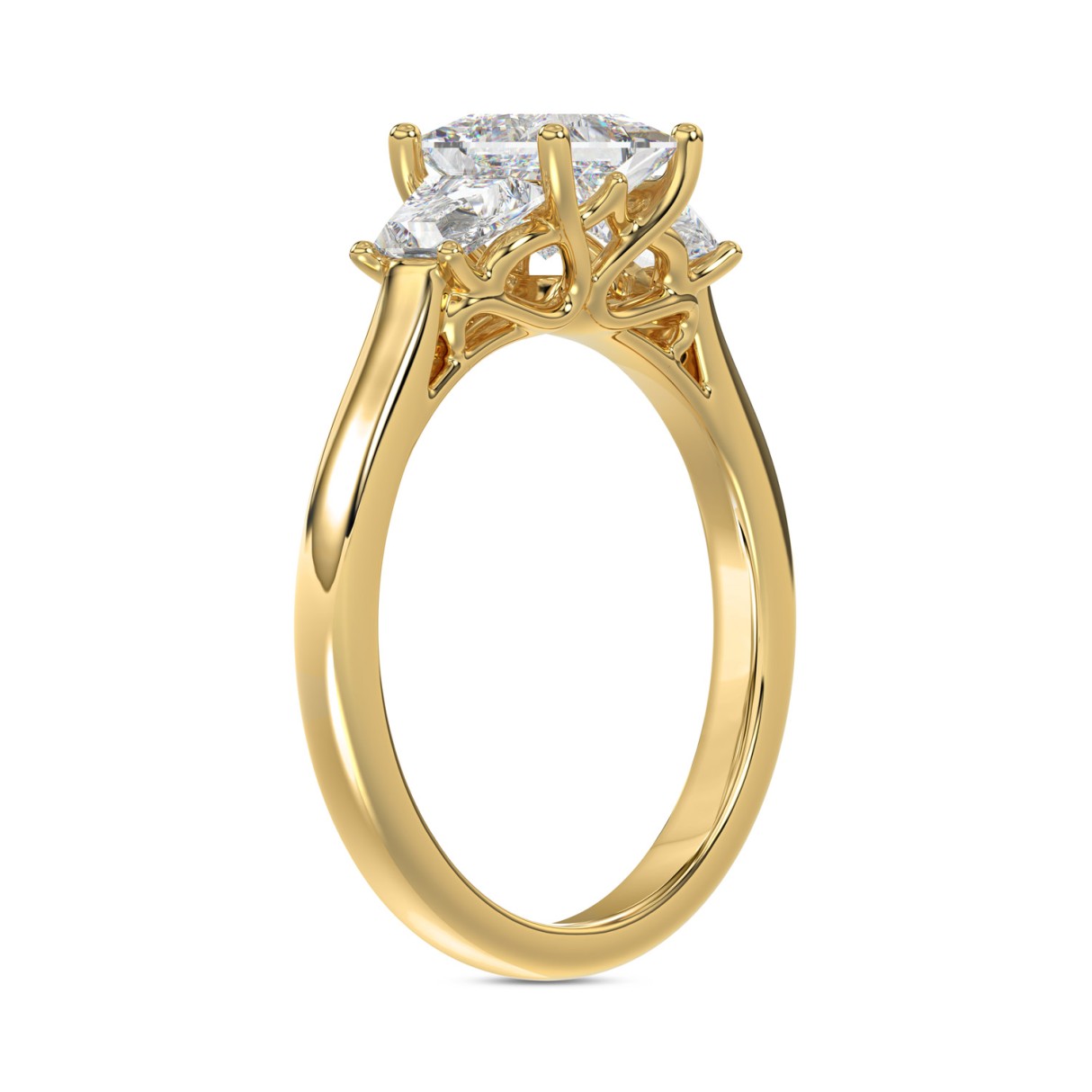 14K YELLOW GOLD 1 5/8CT PRINCESS/TRAPEZOID DIAMOND LADIES RING (CENTER STONE PRINCESS DIAMOND 1 1/5CT)