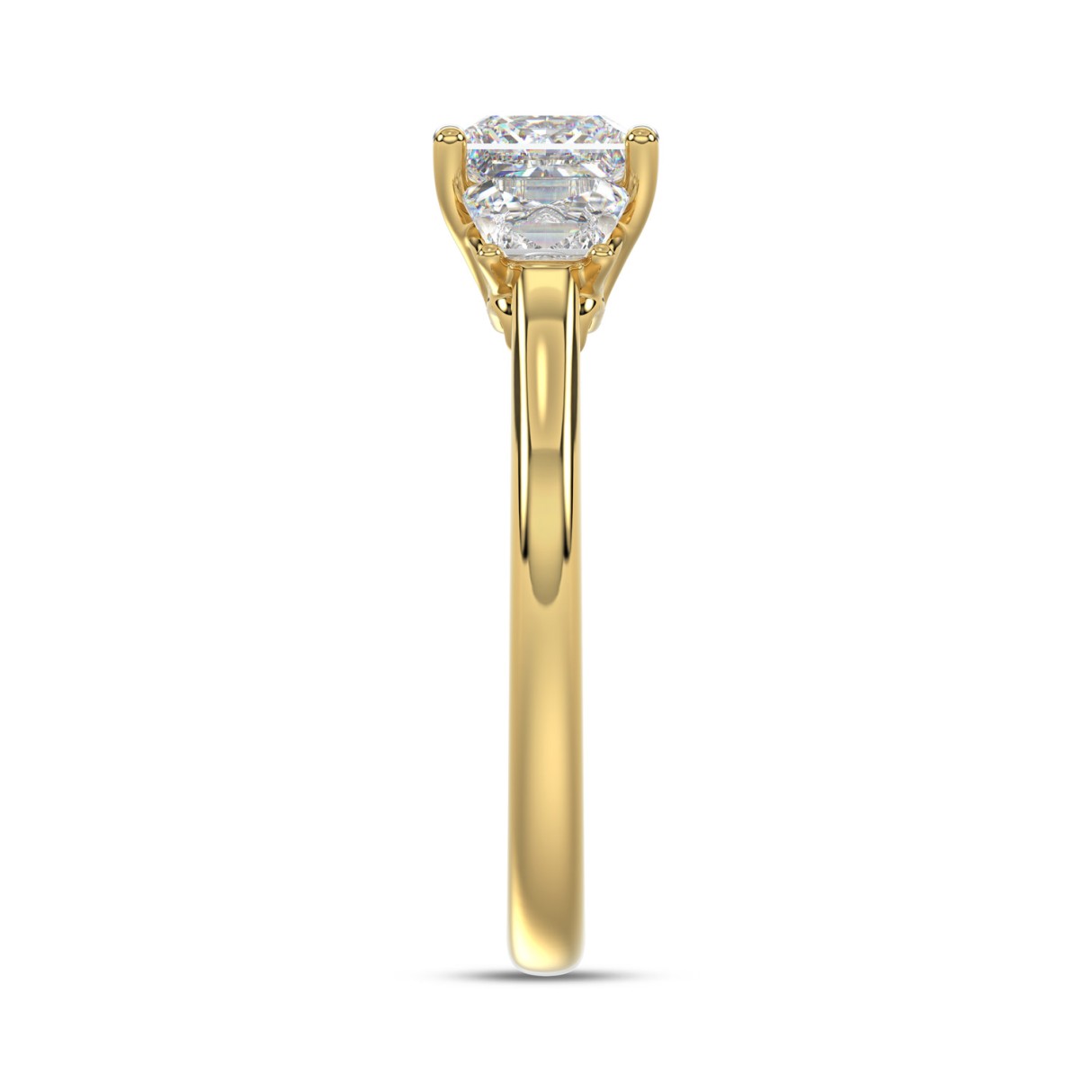 14K YELLOW GOLD 1 5/8CT PRINCESS/TRAPEZOID DIAMOND LADIES RING (CENTER STONE PRINCESS DIAMOND 1 1/5CT)