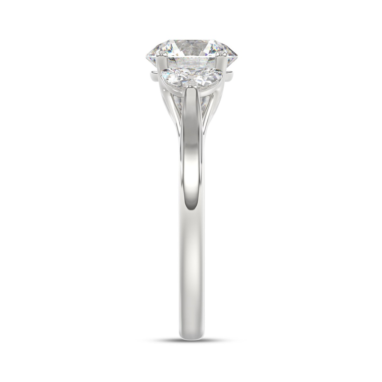 14K WHITE GOLD 2 5/8CT ROUND/HALFMOON DIAMOND LADIES RING (CENTER STONE ROUND DIAMOND 2CT)