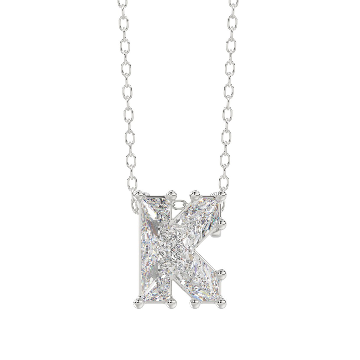 10K White Gold Diamond Initial “K” Pendant 1 1...