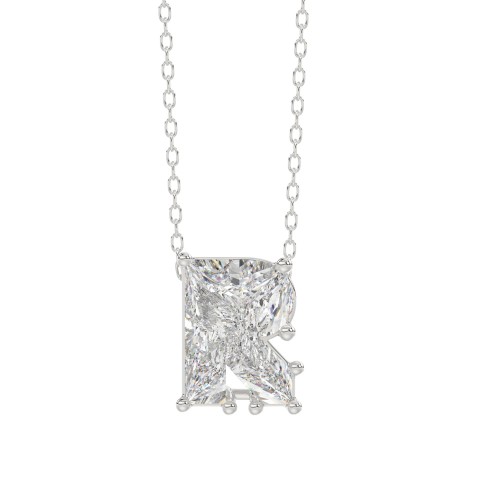 10K WHITE GOLD 1 5/8CT FANCY CUT ALPHABET DIAMOND LADIES PENDANT WITH CHAIN