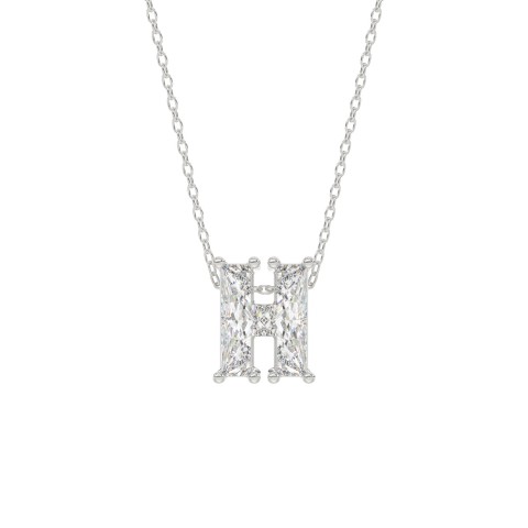 10K WHITE GOLD 1 1/3CT FANCY CUT ALPHABET DIAMOND MEN'S CHARM PENDANT