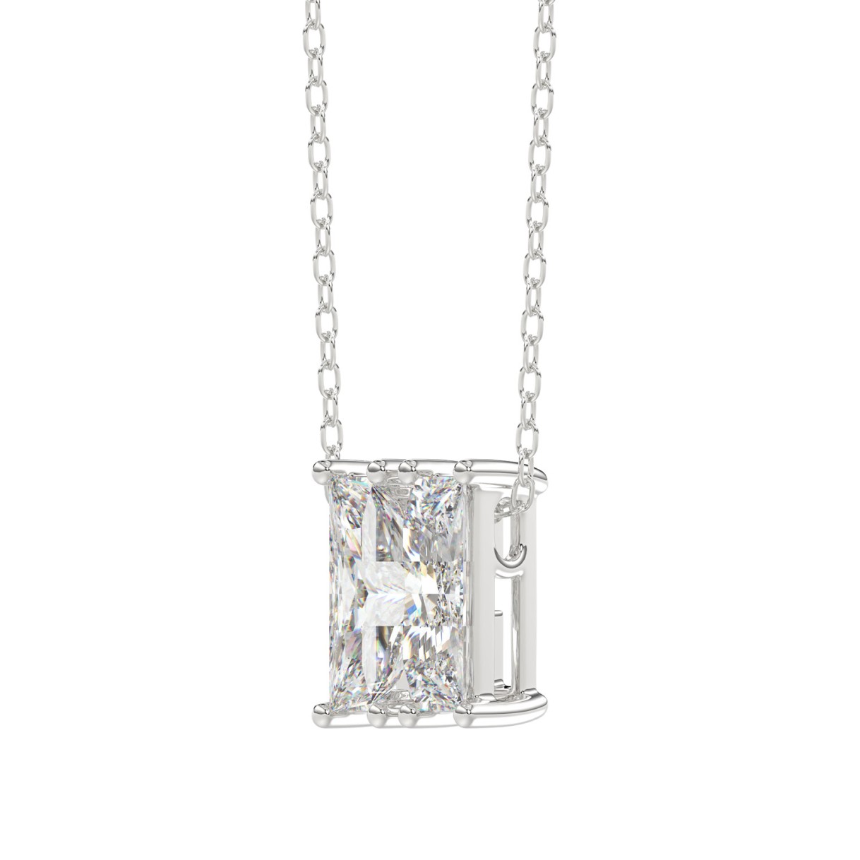 10K White Gold Diamond Initial “H” Pendant 1 1/3CT Fancy Cut Ladies Alphabet Charm with Chain