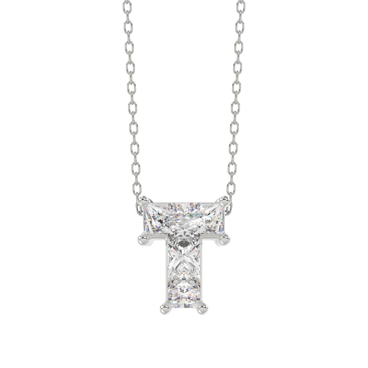 10K White Gold Diamond Initial “T” Pendant 1.0...