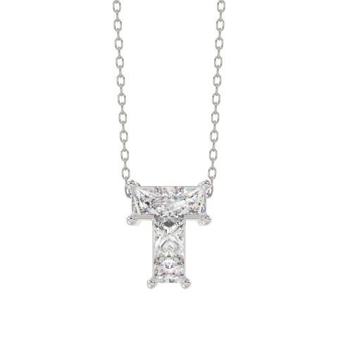 10K WHITE GOLD 1.00CT FANCY CUT ALPHABET DIAMOND LADIES PENDANT WITH CHAIN
