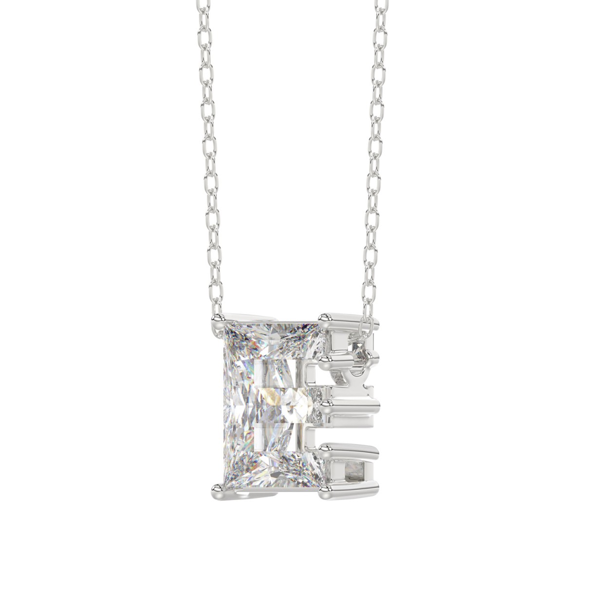 10K WHITE GOLD 1 1/2CT FANCY CUT ALPHABET DIAMOND LADIES PENDANT WITH CHAIN