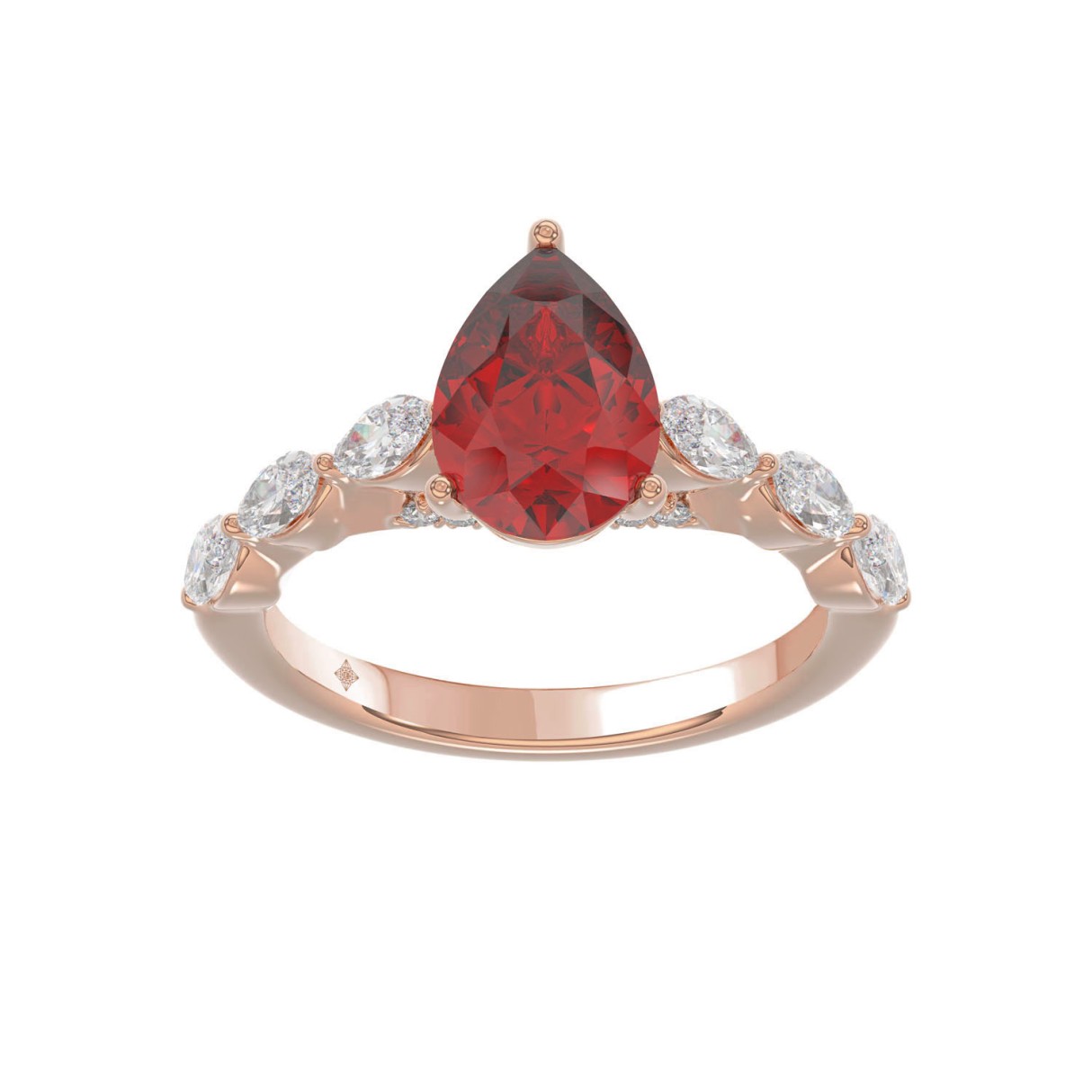 14K ROSE GOLD 3.00CT ROUND/RUBY PEAR/MARQUISE DIAM...