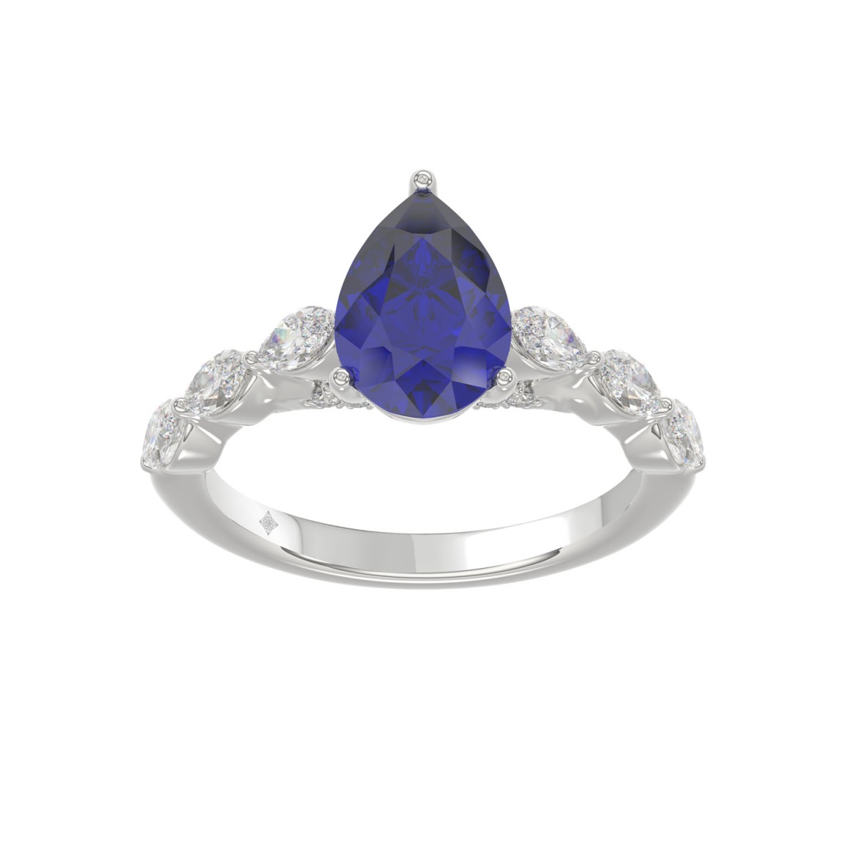 14K WHITE GOLD 3.00CT ROUND/MARQUISE/BLUE SAPPHIRE...