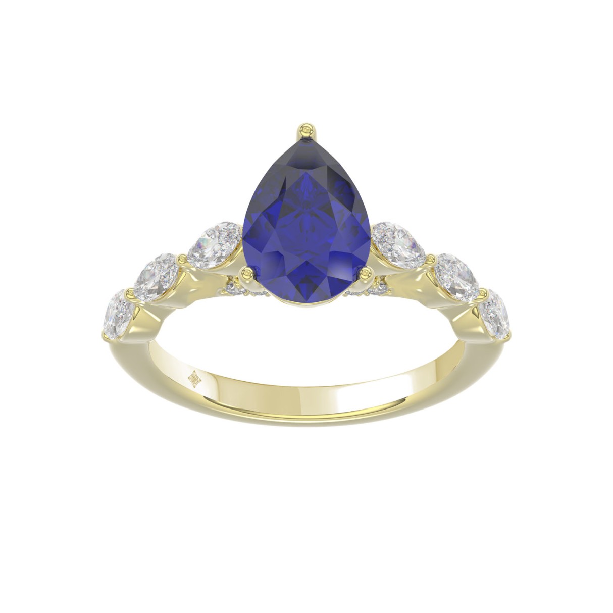 14K YELLOW GOLD 3.00CT ROUND/MARQUISE/BLUE SAPPHIR...