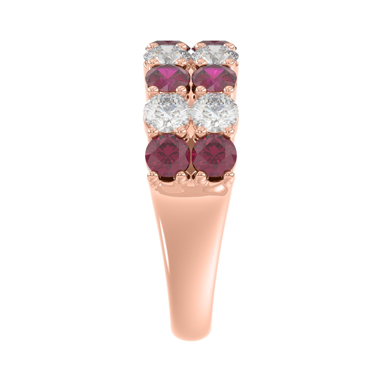 14K ROSE GOLD 2 3/8CT ROUND DIAMOND LADIES BAND (ROUND RUBY)
