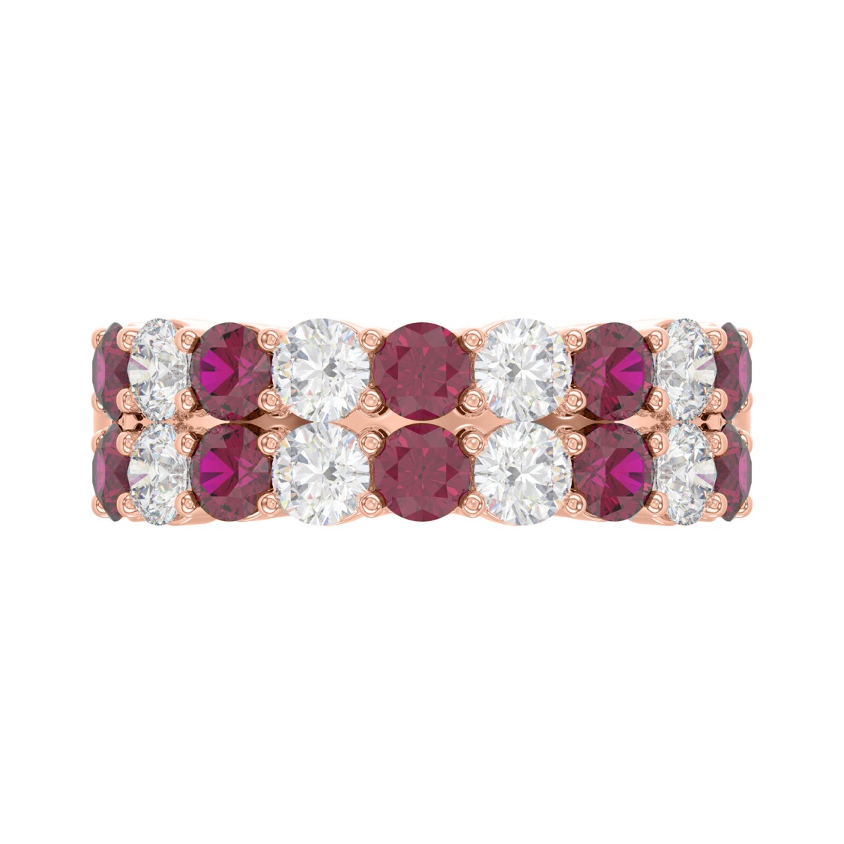 14K ROSE GOLD 2 3/8CT ROUND DIAMOND LADIES BAND (ROUND RUBY)