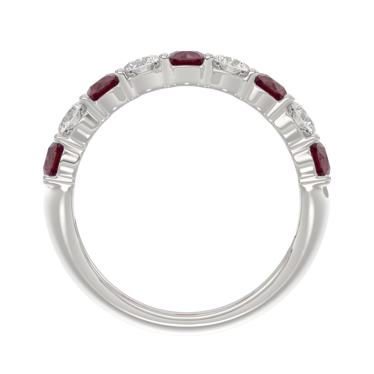 14K WHITE GOLD 1.00CT ROUND DIAMOND LADIES BAND (RUBY ROUND)