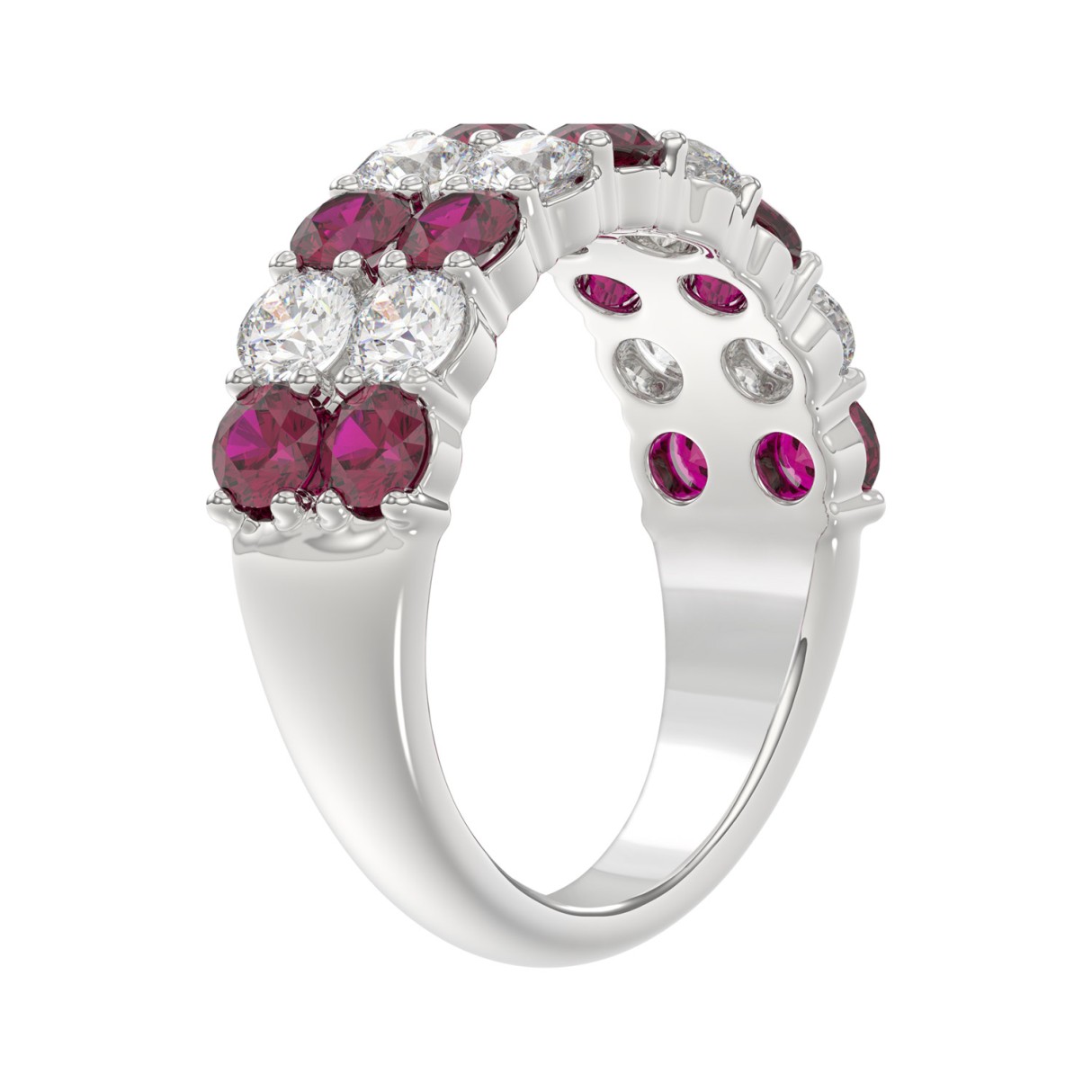 14K WHITE GOLD 1.00CT ROUND DIAMOND LADIES BAND (RUBY ROUND)