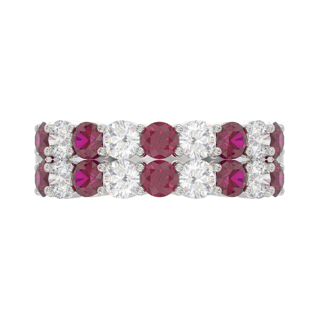 14K WHITE GOLD 1.00CT ROUND DIAMOND LADIES BAND (RUBY ROUND)