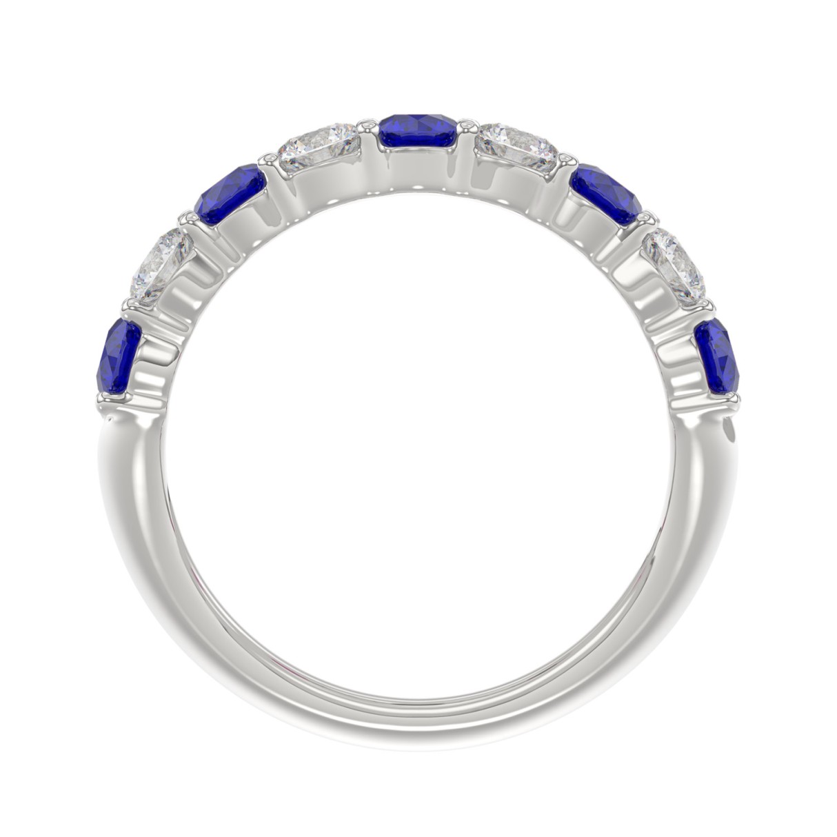 14K WHITE GOLD 2 3/8CT ROUND DIAMOND LADIES BAND (BLUE SAPPHIRE ROUND)