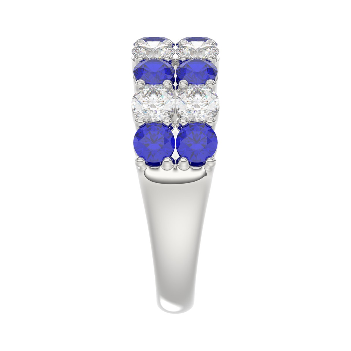 14K WHITE GOLD 2 3/8CT ROUND DIAMOND LADIES BAND (BLUE SAPPHIRE ROUND)