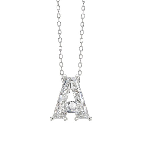 10K WHITE GOLD 1 5/8CT FANCY CUT ALPHABET DIAMOND LADIES PENDANT WITH CHAIN