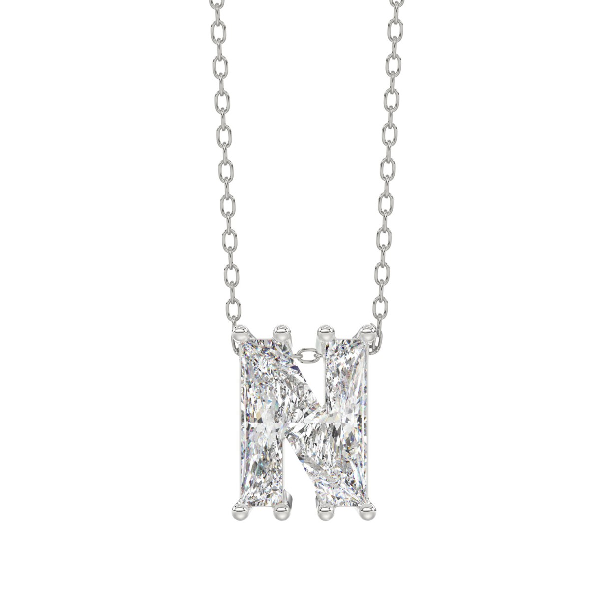  10K White Gold Diamond Initial “N” Pendant 1 ...