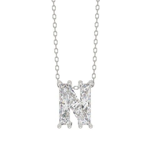 10K WHITE GOLD 1 1/2CT FANCY CUT ALPHABET DIAMOND LADIES PENDANT WITH CHAIN