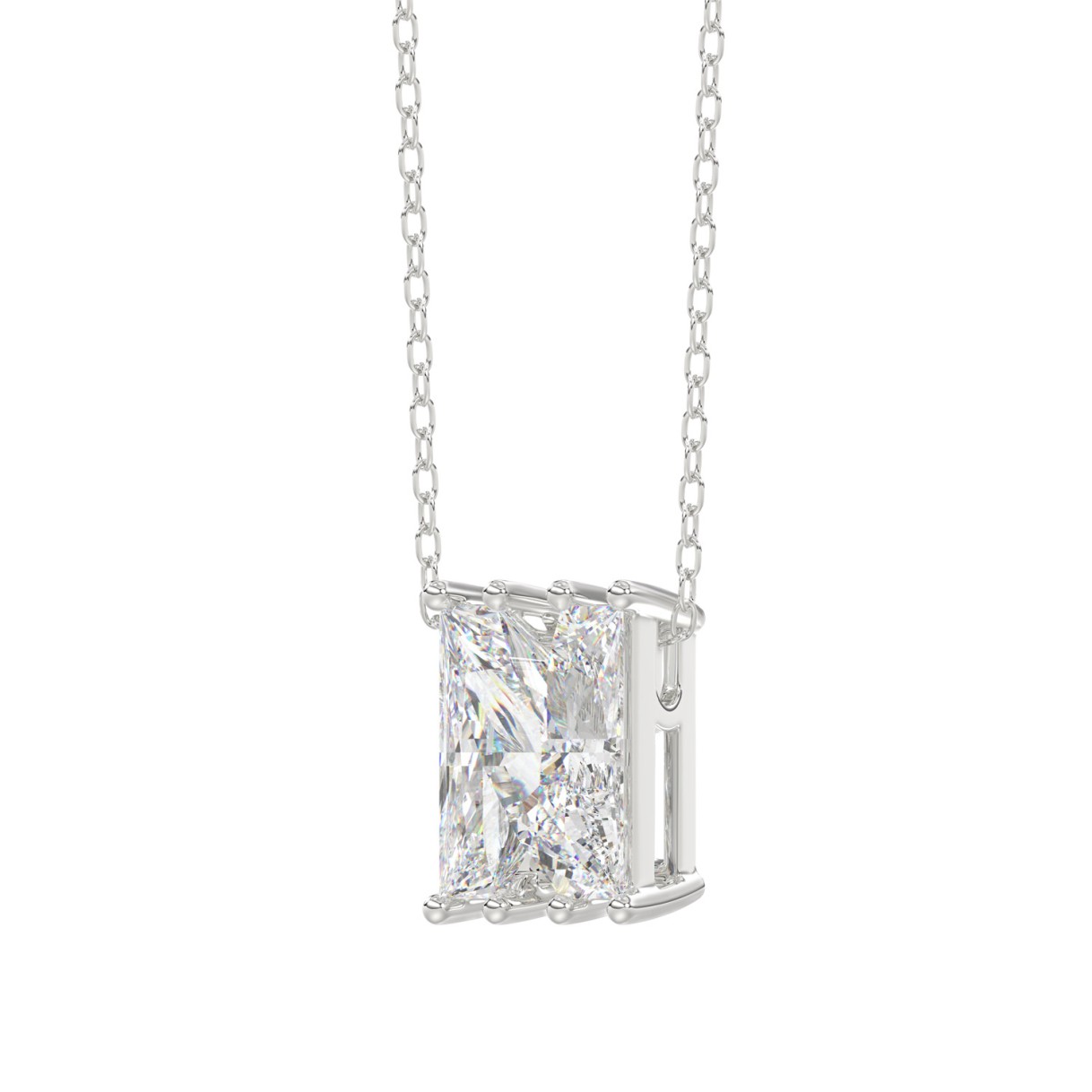  10K White Gold Diamond Initial “N” Pendant 1 1/2CT Fancy Cut Ladies Alphabet Charm with Chain