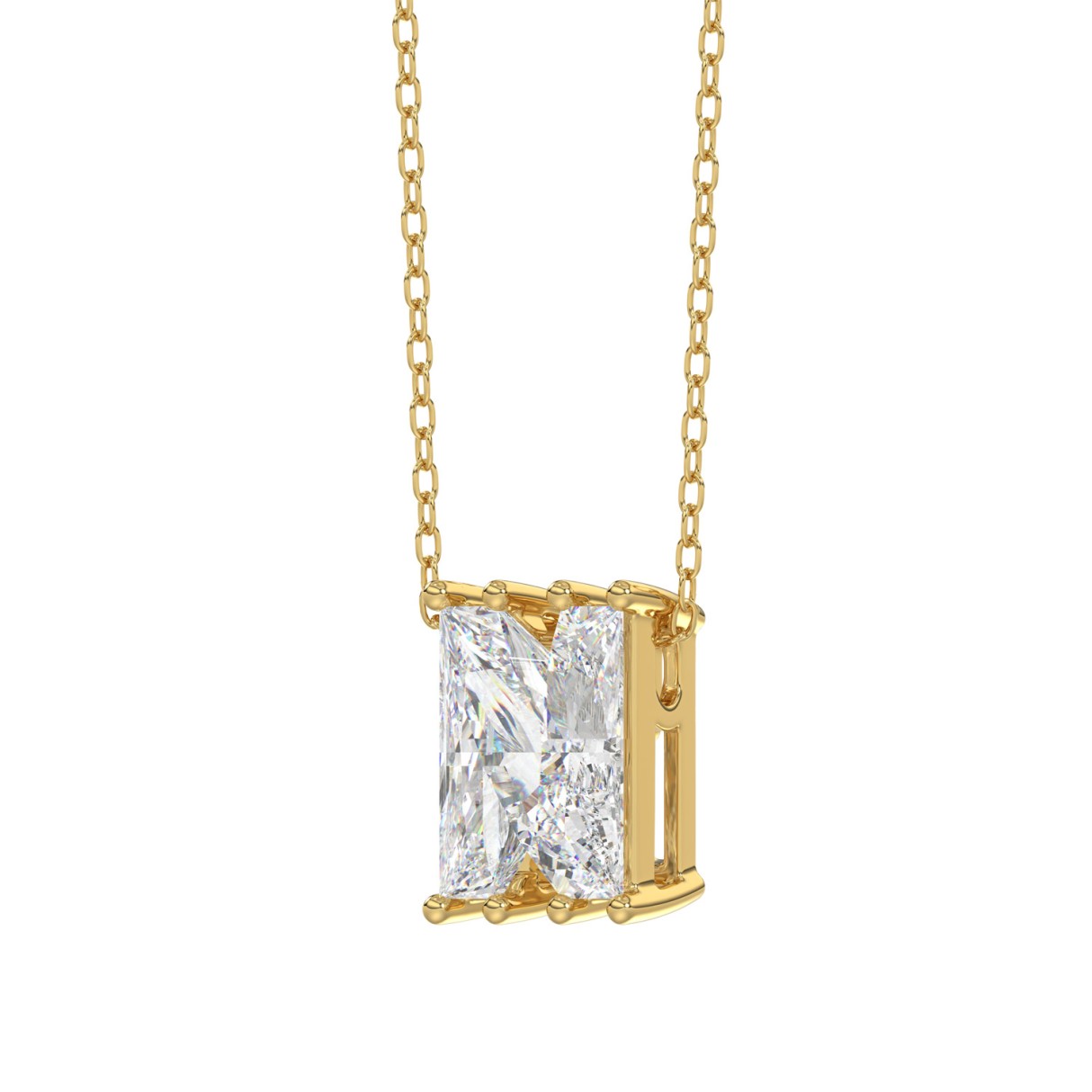 14K YELLOW GOLD 1 1/2CT FANCY CUT ALPHABET DIAMOND LADIES PENDANT WITH CHAIN