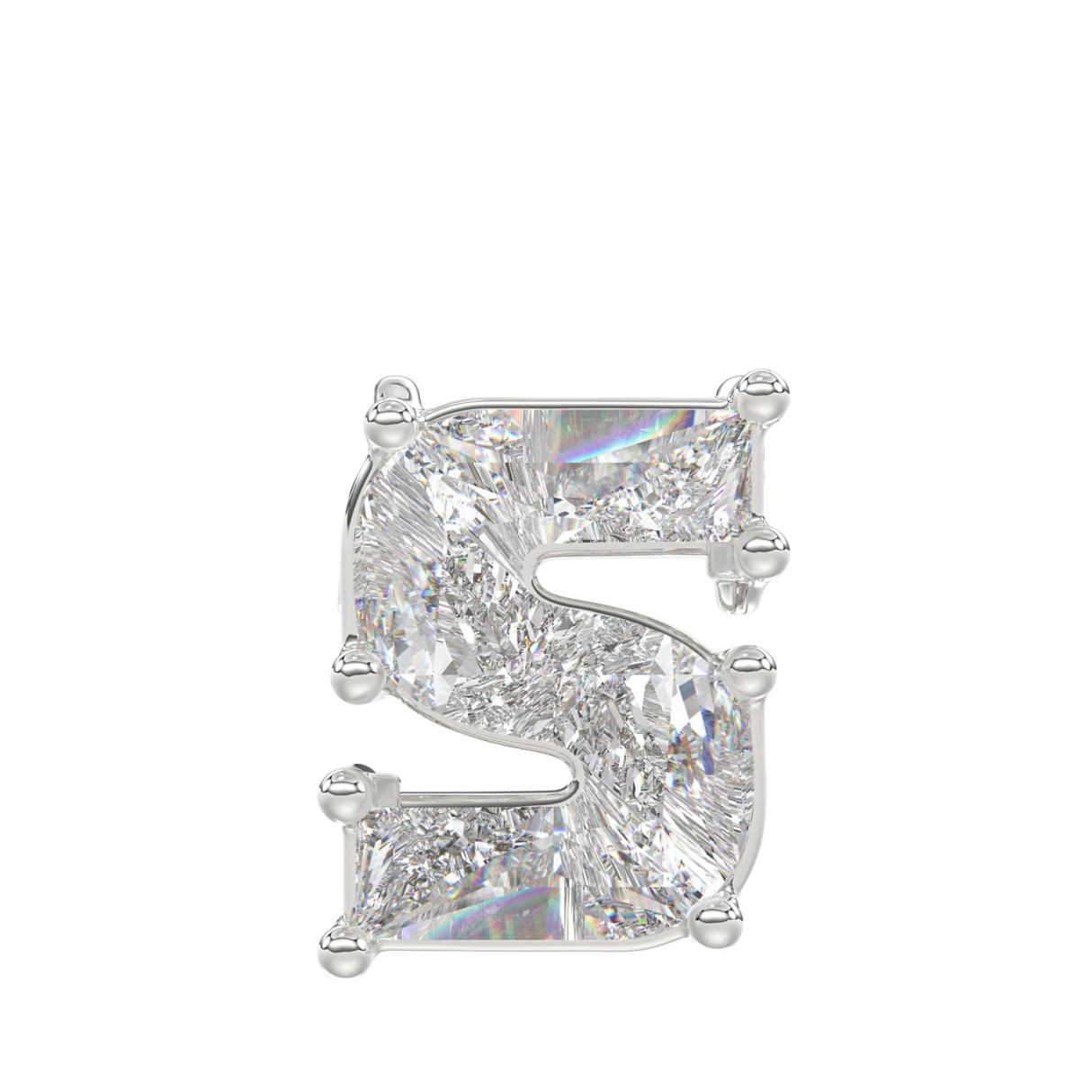 10K WHITE GOLD 1 3/4CT FANCY CUT ALPHABET DIAMOND ...