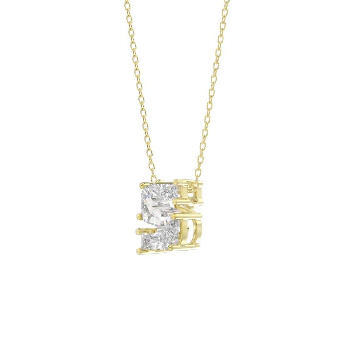 10K YELLOW GOLD 1 3/4CT FANCY CUT ALPHABET DIAMOND LADIES PENDANT WITH CHAIN