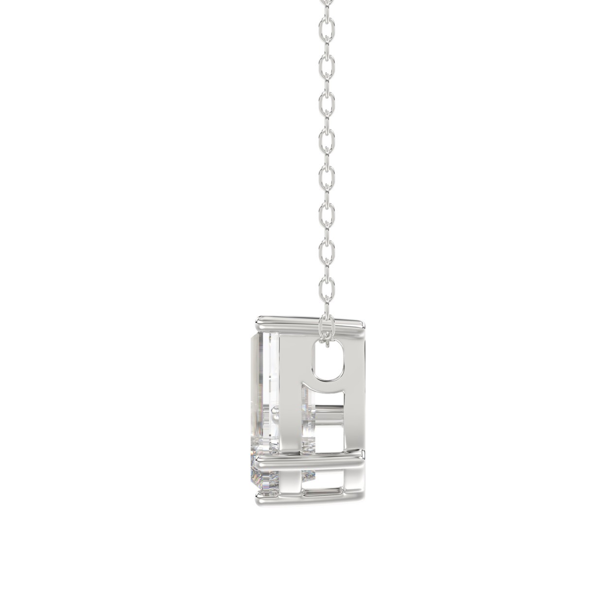 10K White Gold Diamond Initial “J” Pendant 7/8CT Fancy Cut Ladies Alphabet Charm with Chain