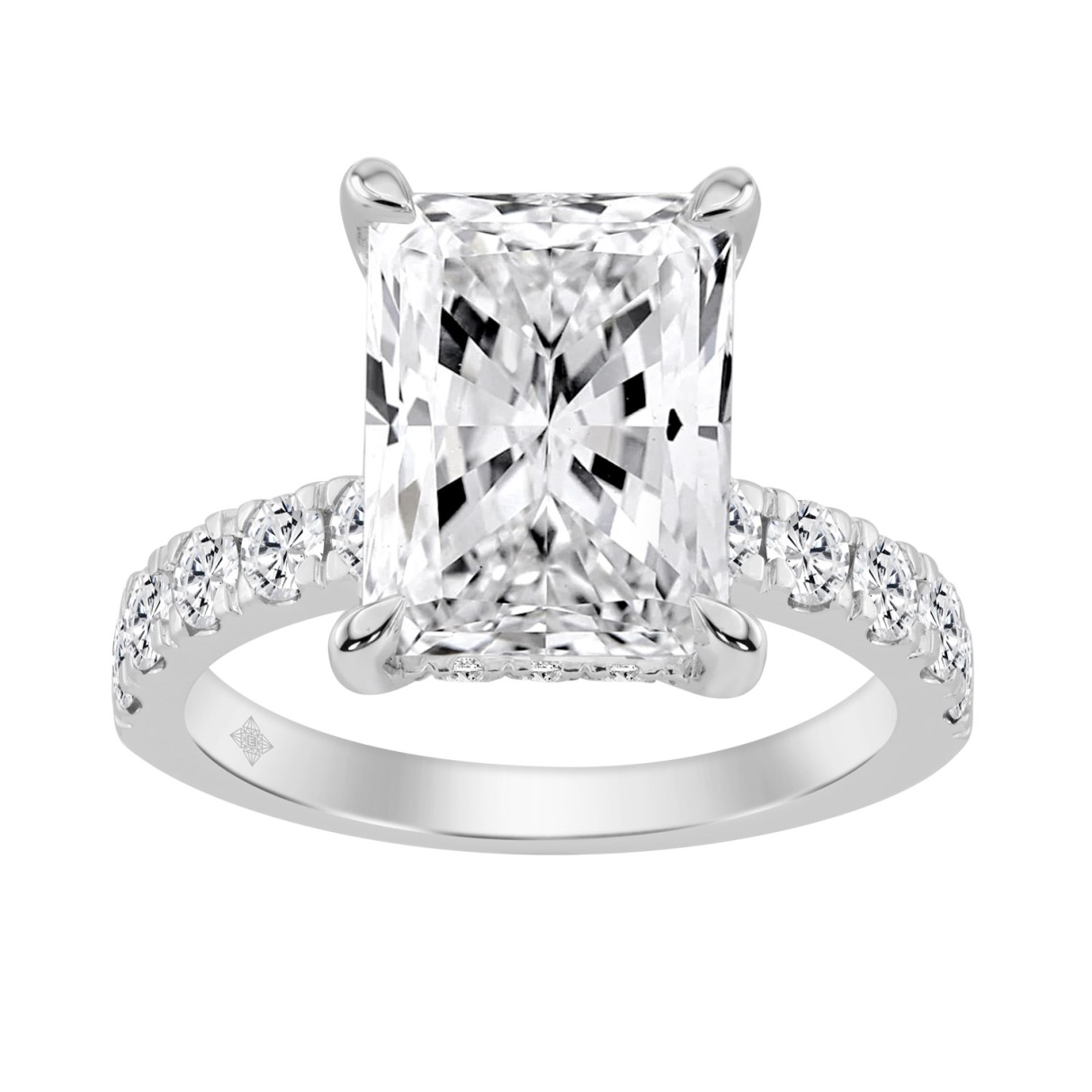 14K WHITE GOLD 6.00CT ROUND/RADIANT DIAMOND LADIES RING (CENTER STONE RADIANT DIAMOND 5CT)