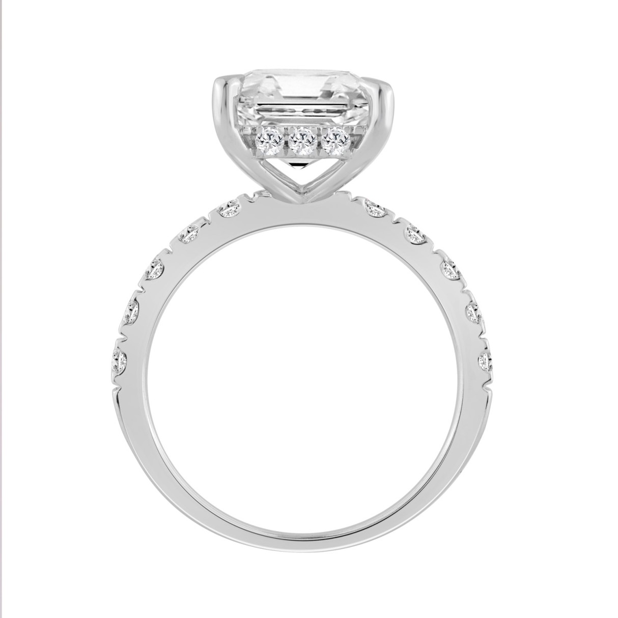 14K WHITE GOLD 6.00CT ROUND/RADIANT DIAMOND LADIES RING (CENTER STONE RADIANT DIAMOND 5CT)