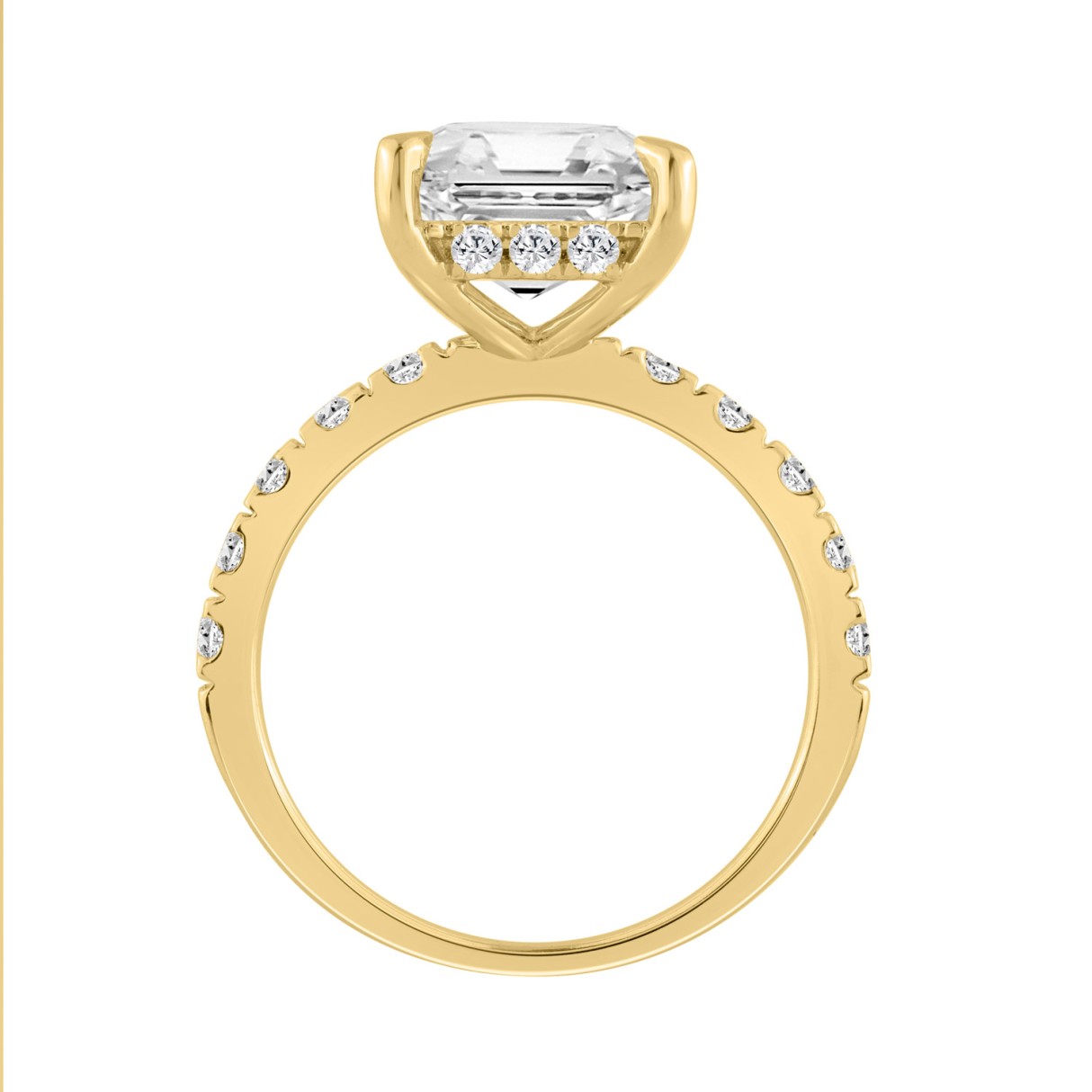 14K YELLOW GOLD 6.00CT ROUND/RADIANT DIAMOND LADIES RING (CENTER STONE RADIANT DIAMOND 5CT)
