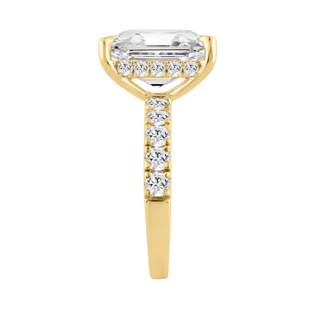 14K YELLOW GOLD 6.00CT ROUND/RADIANT DIAMOND LADIES RING (CENTER STONE RADIANT DIAMOND 5CT)